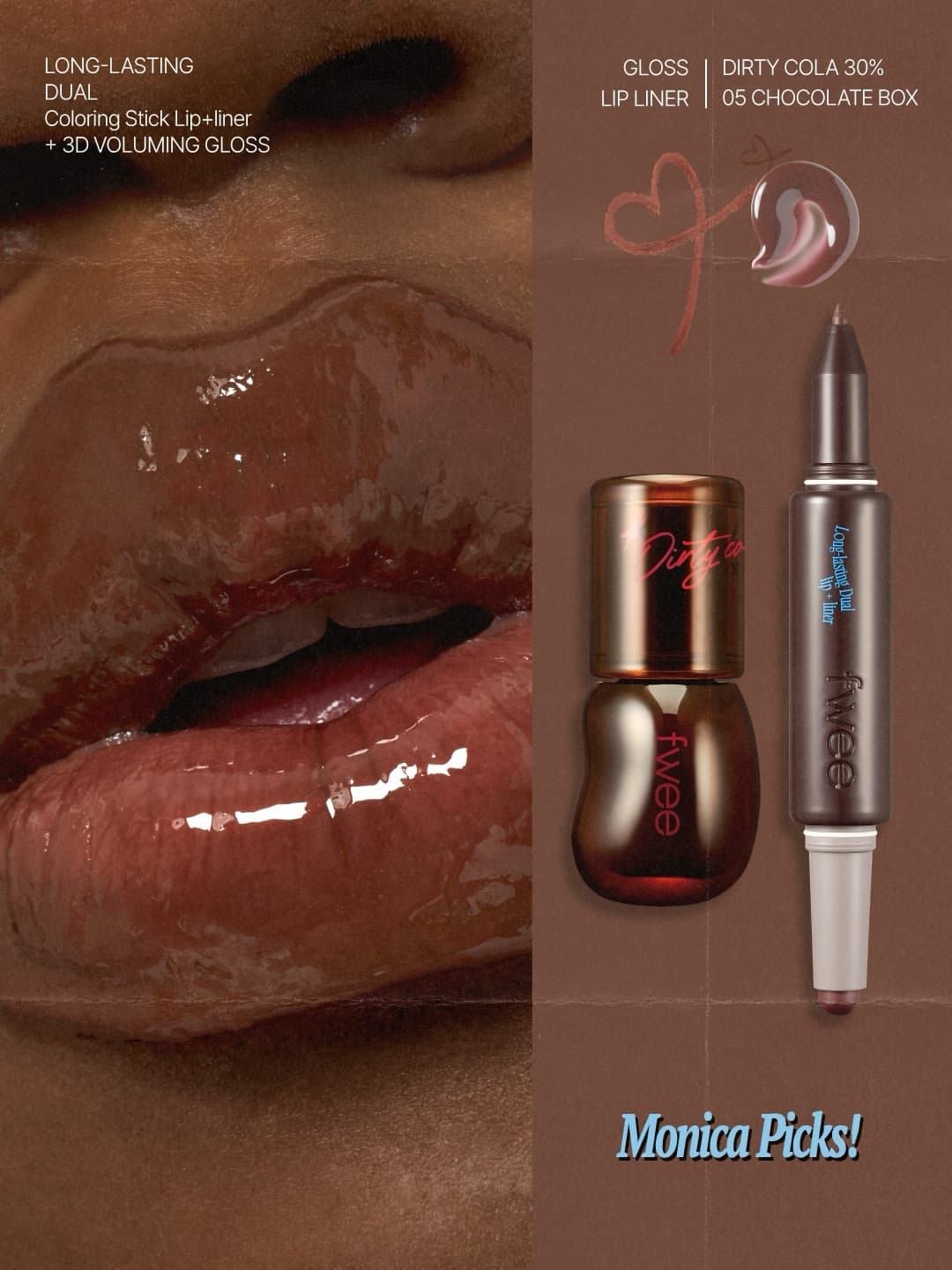 Fwee Long Lasting Dual Coloring Stick Lip + Liner