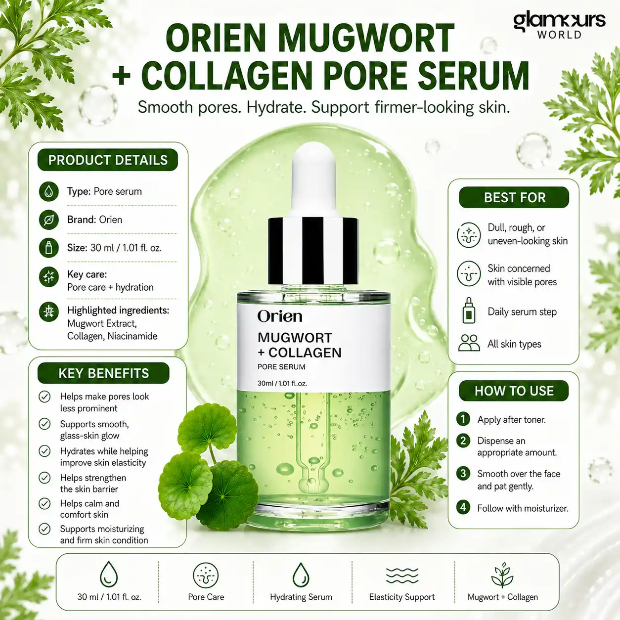 Orien Mugwort + Collagen Pore Serum 30ml